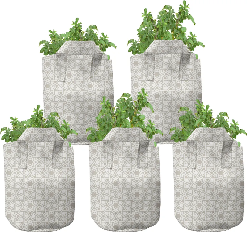 ABAKUHAUS Pots de culture marocains 5 gallons lot de 5 motifs taupe blanc