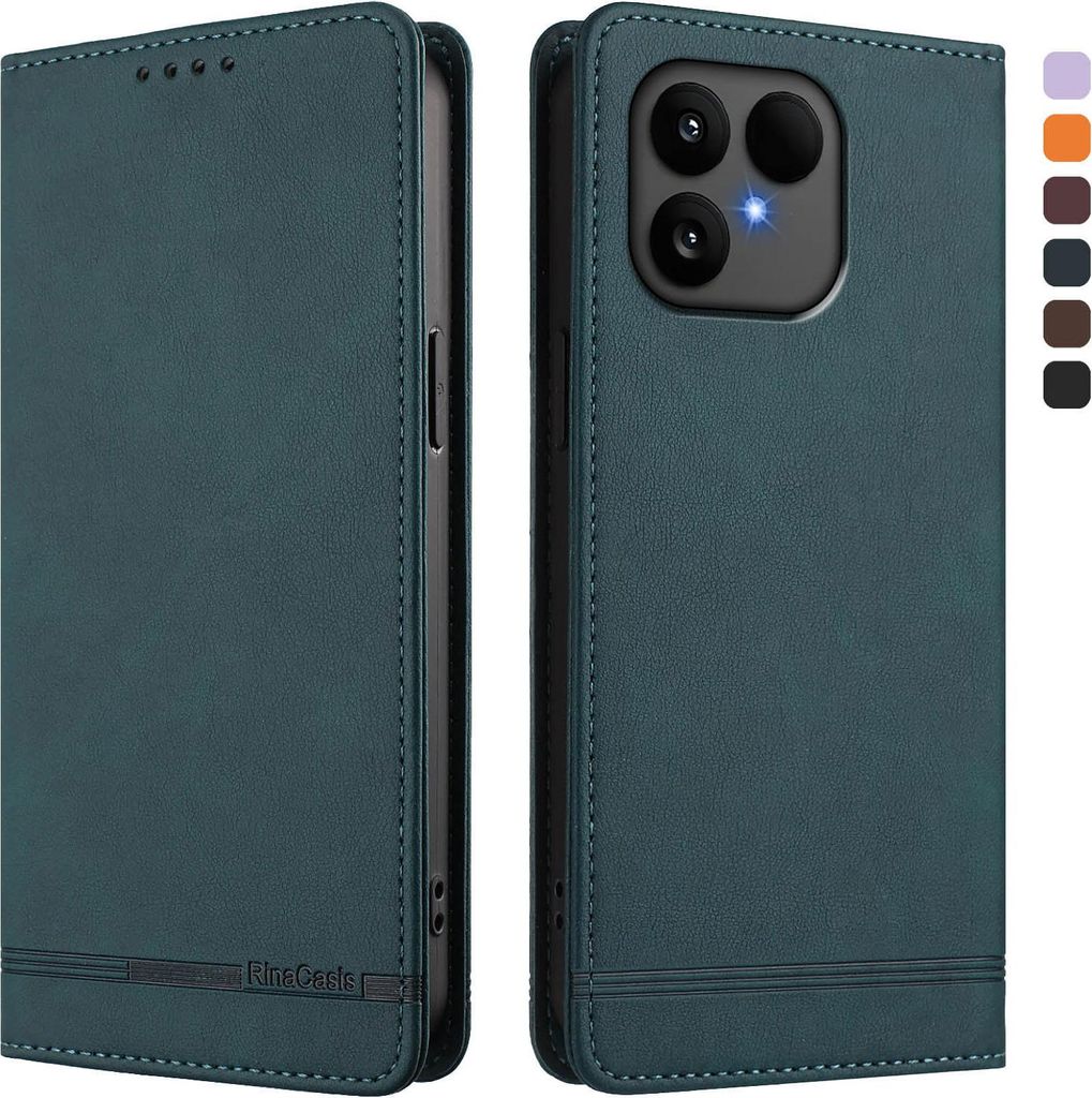Hülle für Fairphone 6, Retro Kunstleder Ständer Klapphülle mit Kartenfächer und Magnetische Grün