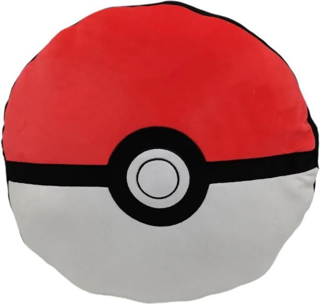 Coussin Pokémon en Polyester Doux 45 cm Couleurs Vives Noir et Rouge