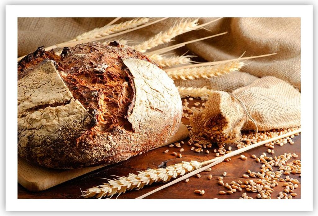 Poster - Poster ohne Rahmen - Brot Bäckerei Lebensmittel Roggen - 91,5x61 cm - Wand Bild - Wanddeko - Wandbilder - Kunstposter - Wandposter - Bild...