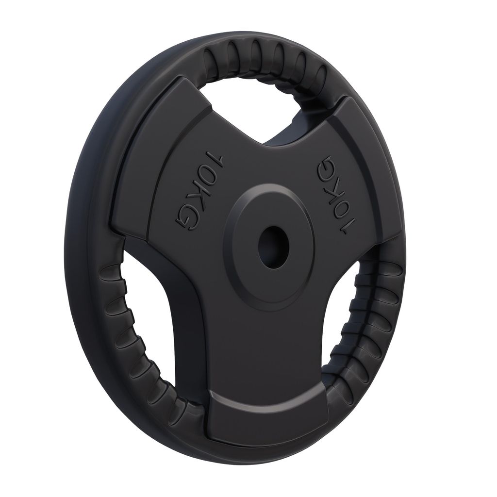 GORILLA SPORTS Hantelscheiben - 10kg Gewichte, 30mm, aus Gusseisen mit Gummi Gripper, Schwarz - Gewichtsscheiben