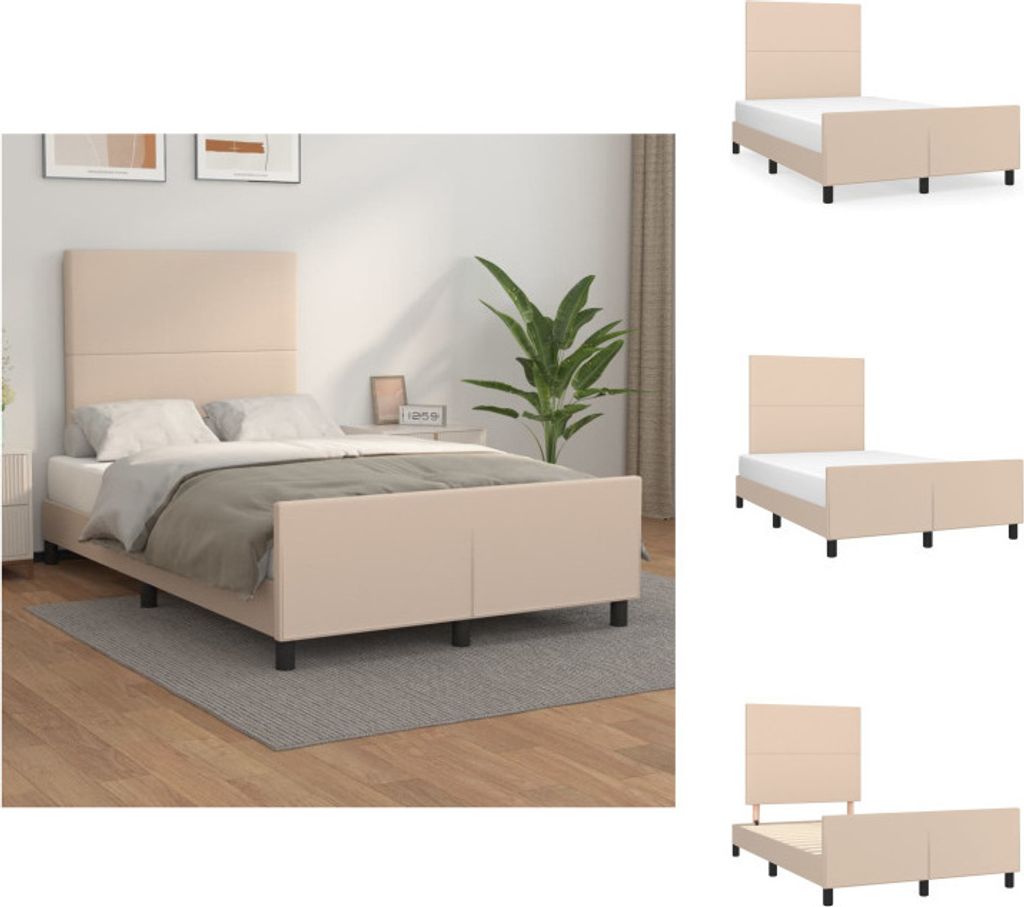 vidaXL Bettgestell mit Kopfteil Cappuccino-Braun 120x200 cm Kunstleder - Betten & Bettgestelle