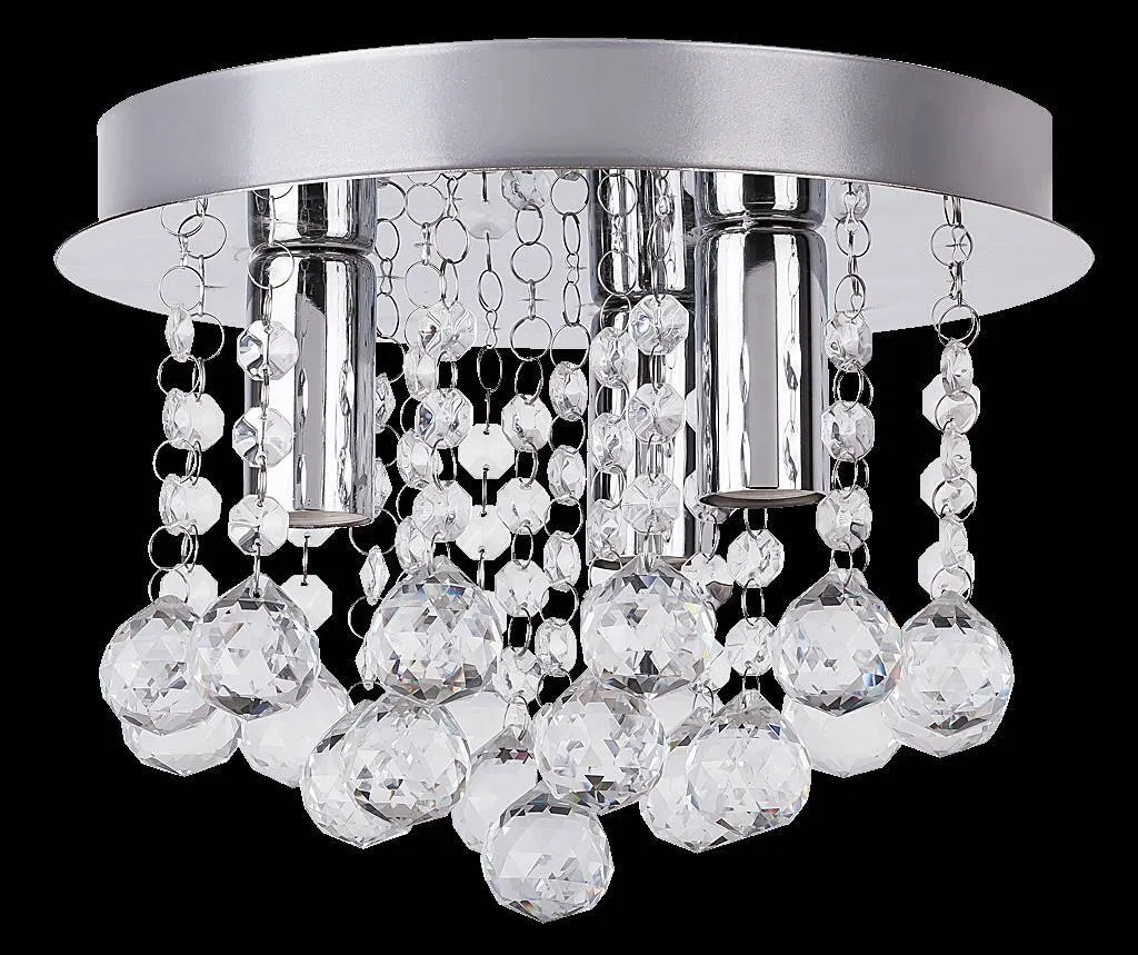 Plafonnier chic 3 lampes E14 en métal chromé pour salon et chambre - 4