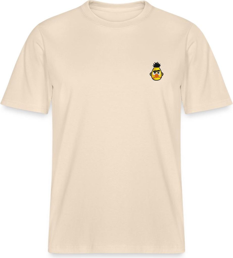 Spreadshirt Sesamstraße Bert Als Stickmotiv Relaxed Fit Uni T-Shirt, L, Natur