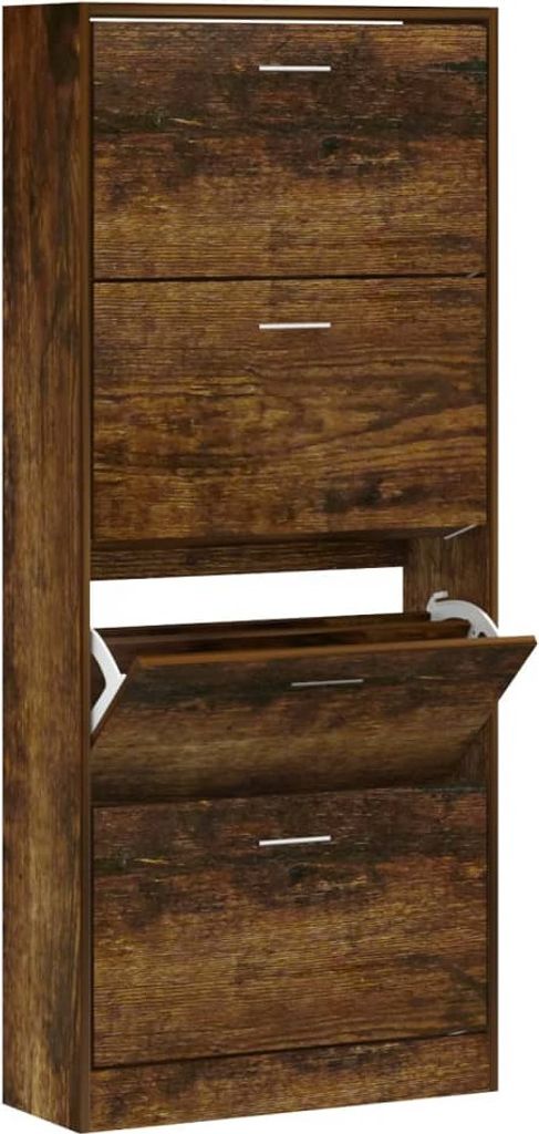 Schuhschrank Räuchereiche 63x24x147 cm Holzwerkstoff