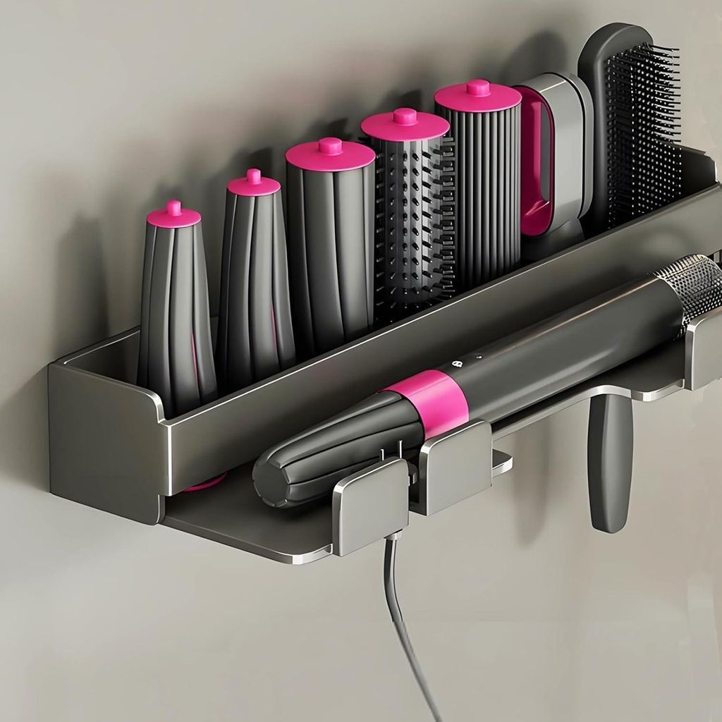 Nástěnný držák na fén a stylingové nástroje, bez vrtání Obrázek produktu 