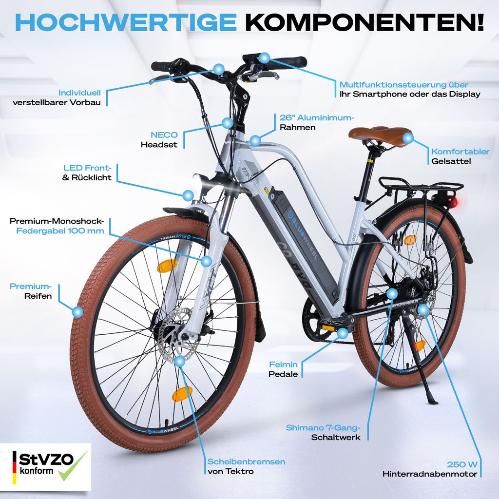 Bluewheel E-Bike BXB85 | 250W Motor bis zu 25 km/h | Produktbild 5
