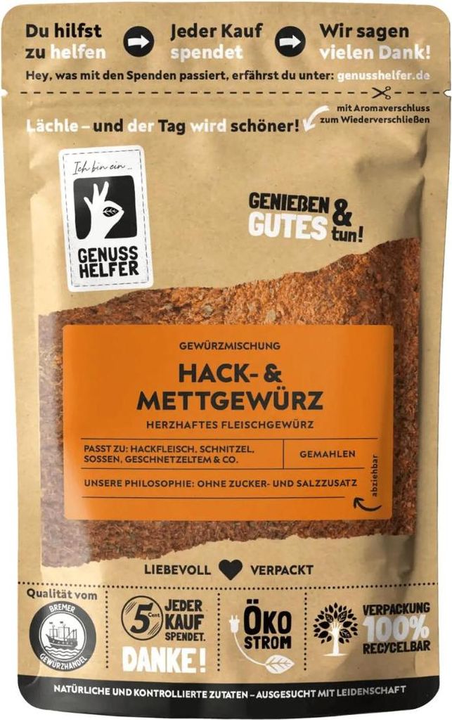 Hack- und Mettgewürz, gemahlen, zum Würzen und von Bulletten und Frikadellen, 100g