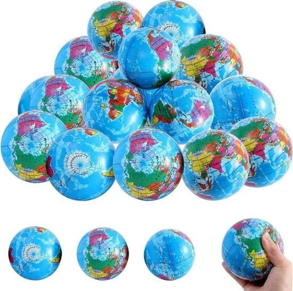 Petites Balles Anti-Stress Globe pour Bureau et École - Pack de 20