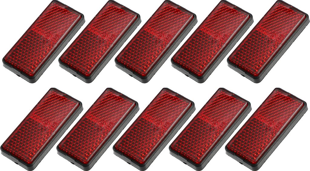 10 Stück Reflektoren Motorrad Hinten Universal Selbstklebend Rückstrahler Sicherheitsspeiche Reflektierend 56 X 25 X 10 mm Rot
