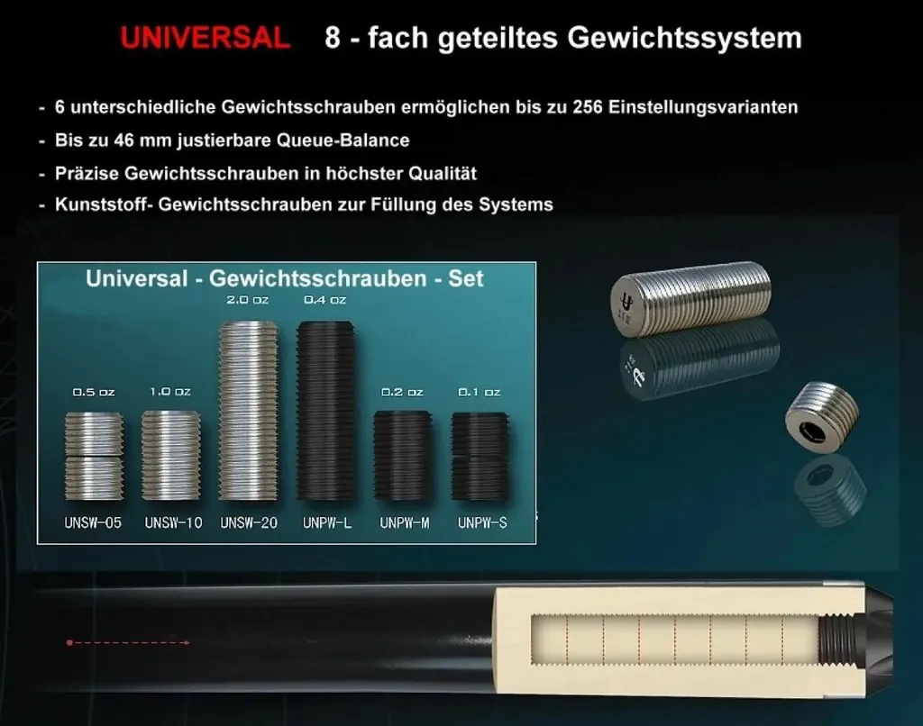 Set de 16 vis de poids universelles en acier - Finition premium