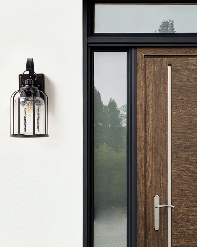 Applique Murale Extérieure Anti-Corrosion Fer Noir 36cm Style Rétro