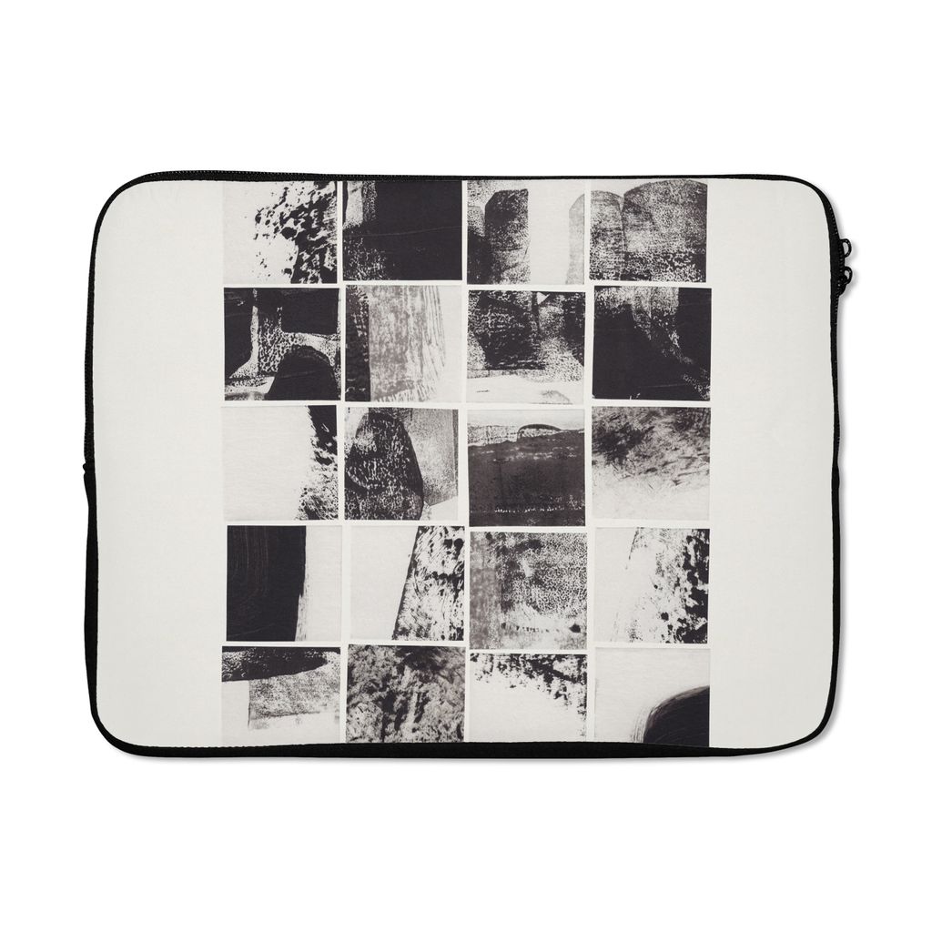 MuchoWow Laptop Hülle 17 Zoll Laptoptasche Mosaik - Abstrakt - Schwarz - Weiß - Zipper - Schutzabdeckung