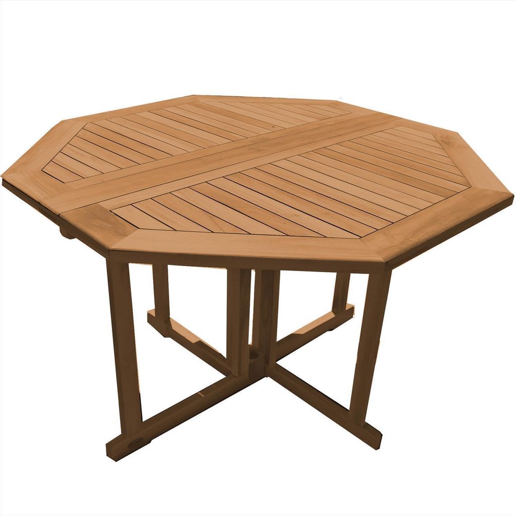 Teako Design Klapptisch Teakholz Rund Savona Massivholz Wetterfest – Outdoor Garten Balkon Terrasse, klappbar (150 cm x 150 cm x 75 cm)