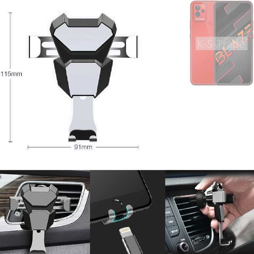 K-S-Trade Lüftungshalterung kompatibel mit Lava Blaze kompakte Handy-Halterung Lüftungsschlitz Lüftungsgitter Autohalterung KFZ Auto-Halterung