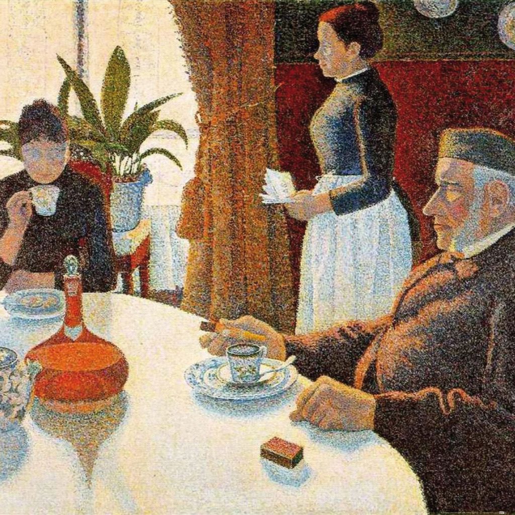 Paul Signac Kunstdruck Bild - Frühstück, Das Speisezimmer, 1886-1887 (70 x 70 cm)