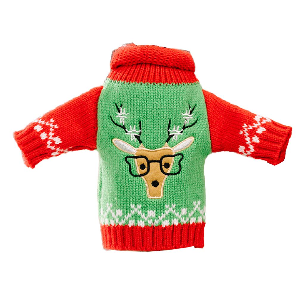 Flaschenabdeckung exquisites Verschleiß resistant gestrickter Stoff Frohe Weihnachten schöne Weinflaschenpullover für Zuhause-Grün