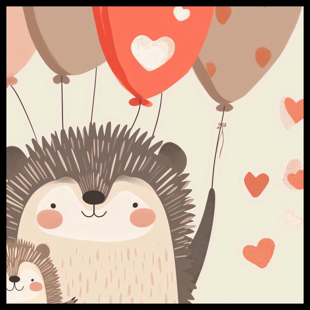 Plakat 70x70cm Lächelnde Igel-Familie