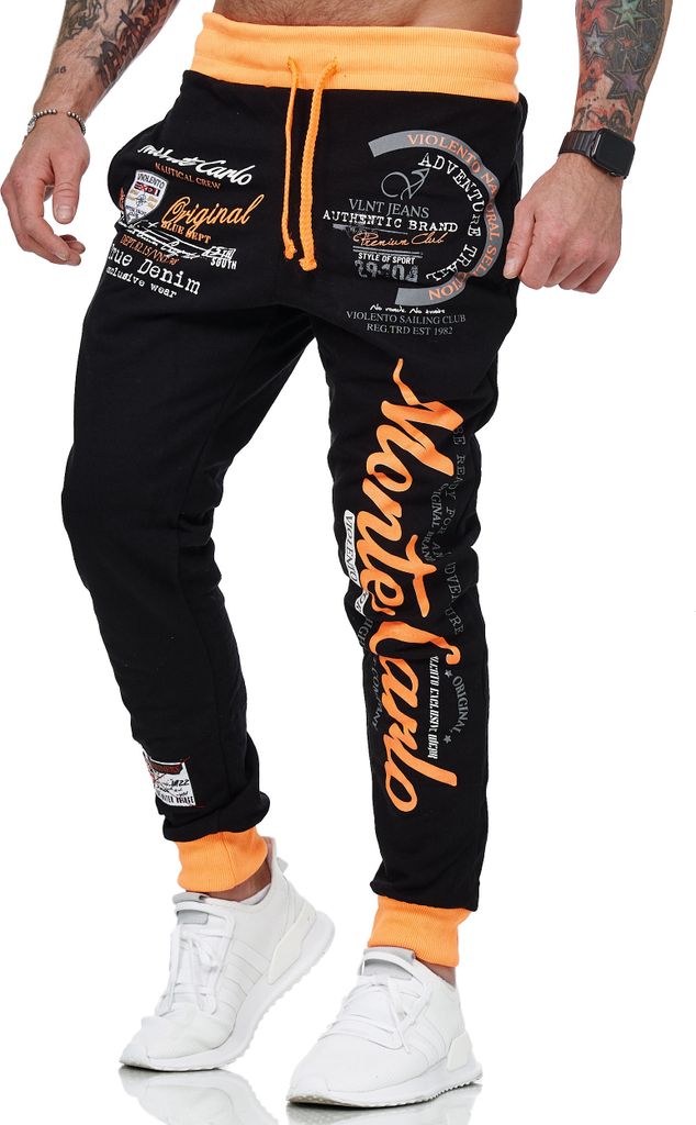 Herren Jogginghose | Monte Carlo 592  Schwarz/Orange M Produktbild 