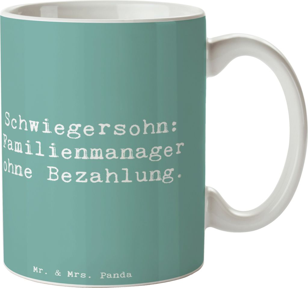 Mr. & Mrs. Panda Tasse Spruch Schwiegersohn Manager - Meeresbrise - Geschenk, persönliche Erinnerungen, Beziehung, Keramiktasse, Kaffeetasse, Bedr...