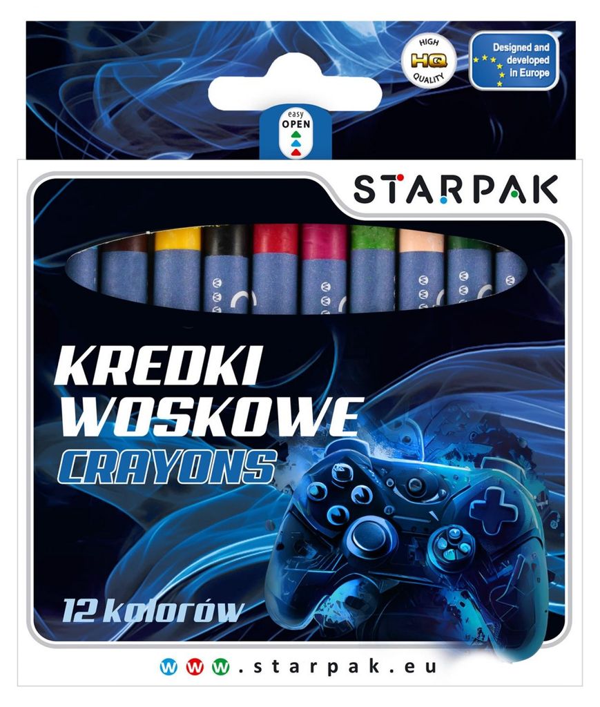 Wachsmalstifte, 12 Farben, Pad, blau, STARPAK 559672