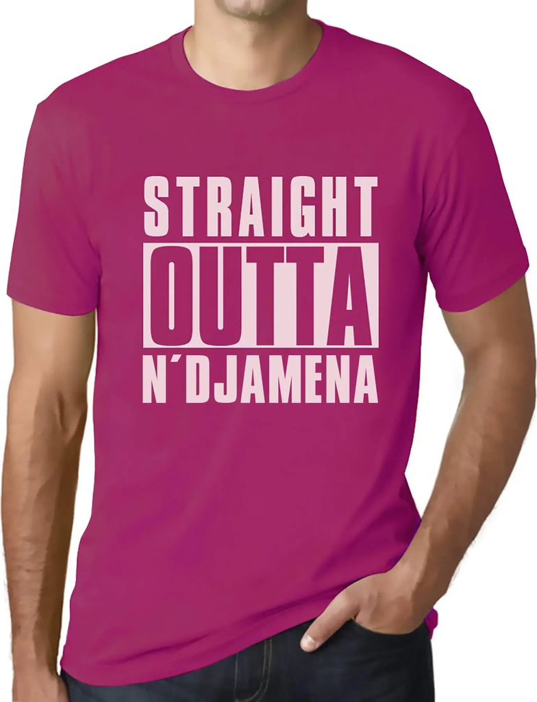 Herren Grafik T-Shirt Direkt aus N'Djamena – Straight Outta N'djamena – Öko-Verantwortlich Vintage Jahrgang Kurzarm Lustige Druck Geburtstag G...