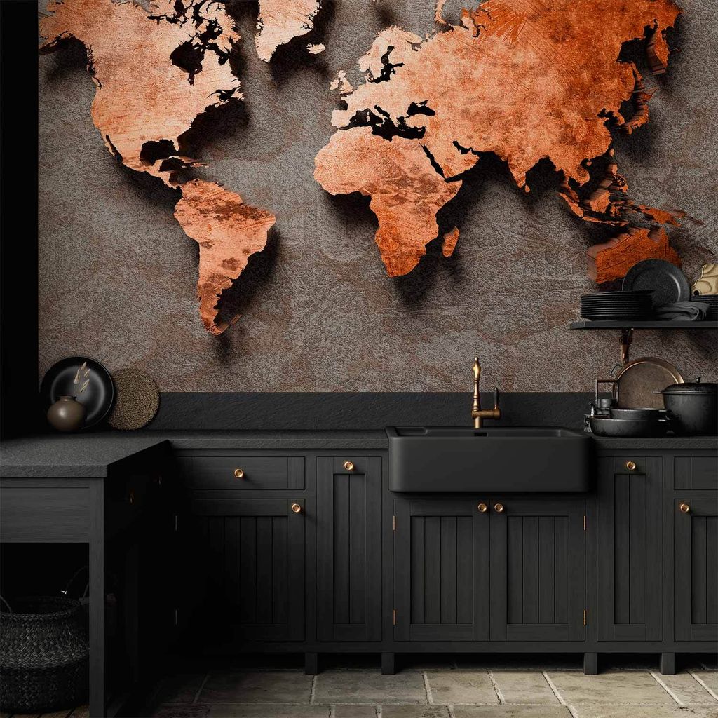 Vlies Fototapete - Copper Map 350x245 cm Karten k-A-0466-a-a