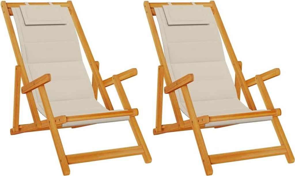 vidaXL Liegestuhl mit Kissen 2 pcs Braun Massivholz Akazie