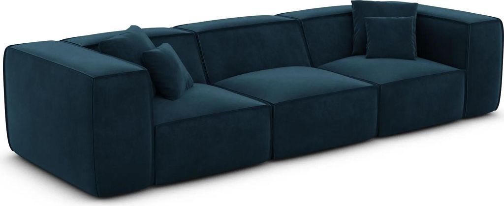 Samtstoff 4-Sitzer Couch Arelia Mitternachtsblau