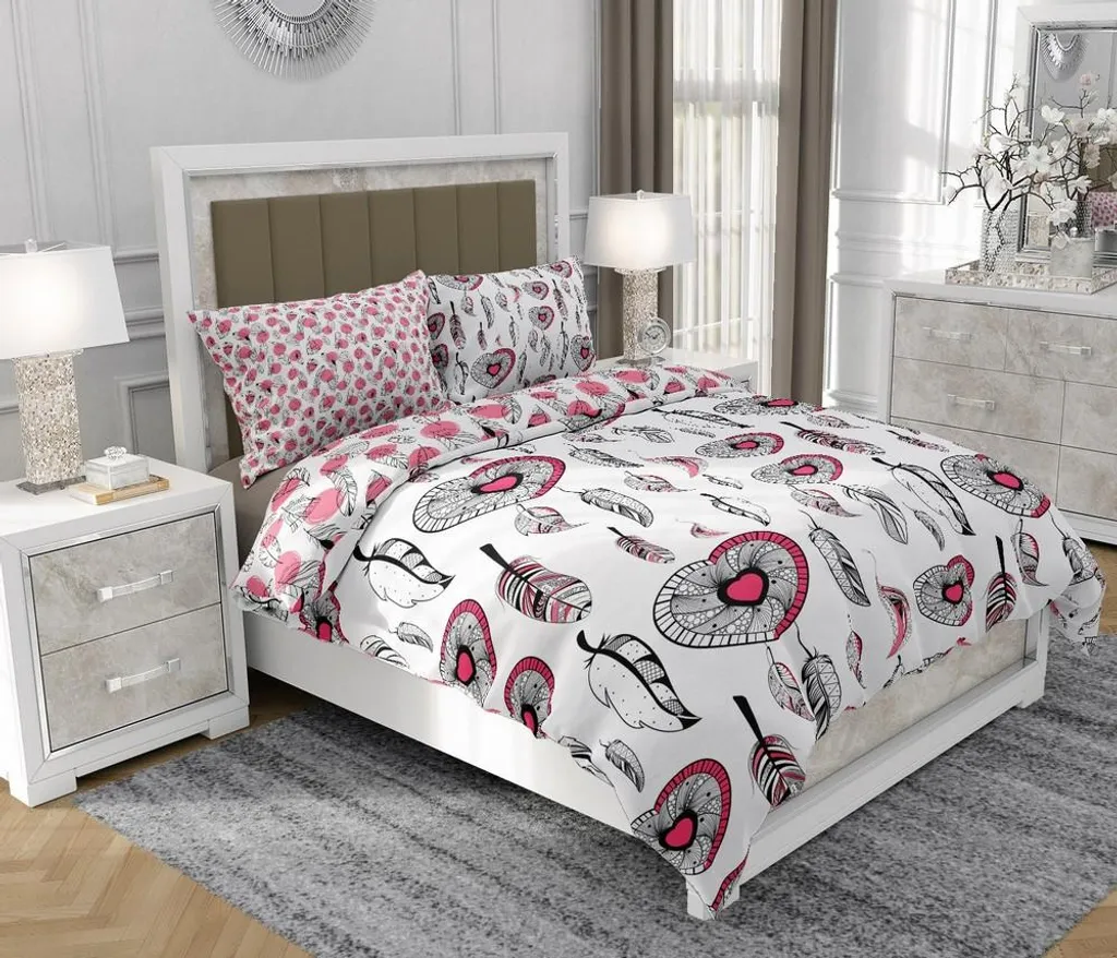 SOVIO So.9028 Biancheria Letto 160x200 Cotone con 2 Federe 70x80