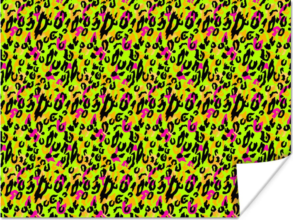 MuchoWow Poster Pantherdruck - Muster - Neon - Gelb 80x60 cm - Kunst für zu Hause