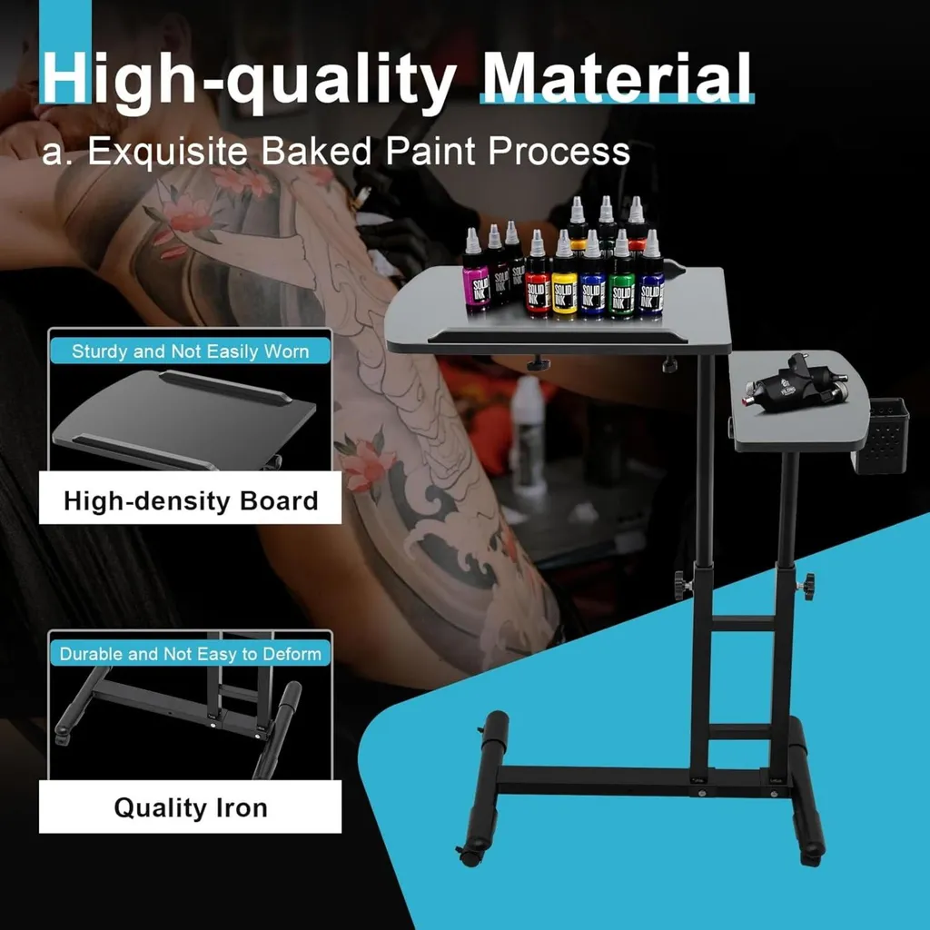 Poste de travail tatouage réglable noir moderne - Châssis en Acier - 3
