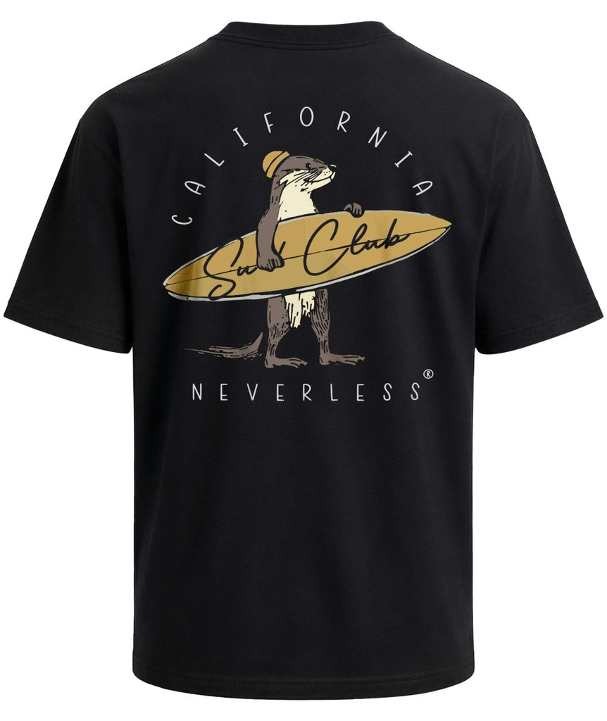 Herren T-Shirt - Surfing Otter - Oversized Relaxed Fit Sommer Fashion Streetstyle Neverless