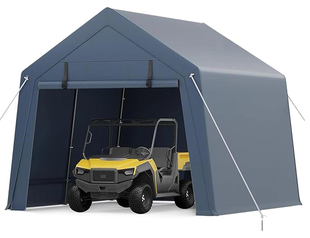 Outdoor Geräteschuppen - Mobiles Garagenzelt/Carport 3x3 m - Schwerlast - Wasserdicht - Rolltor - Für Auto, Motorrad, Gartengeräte, Werkzeuge - ...