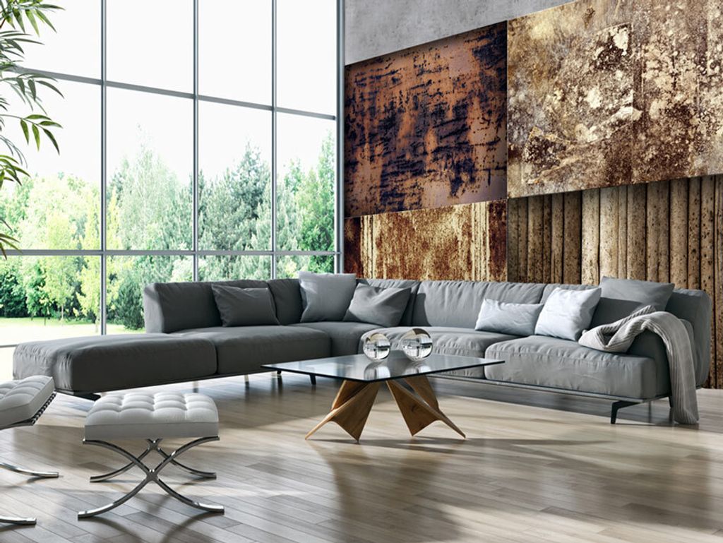 Vlies Fototapete 350x256 cm Tapeten Wandtapete XXL Metal Holz f-A-0261-a-b