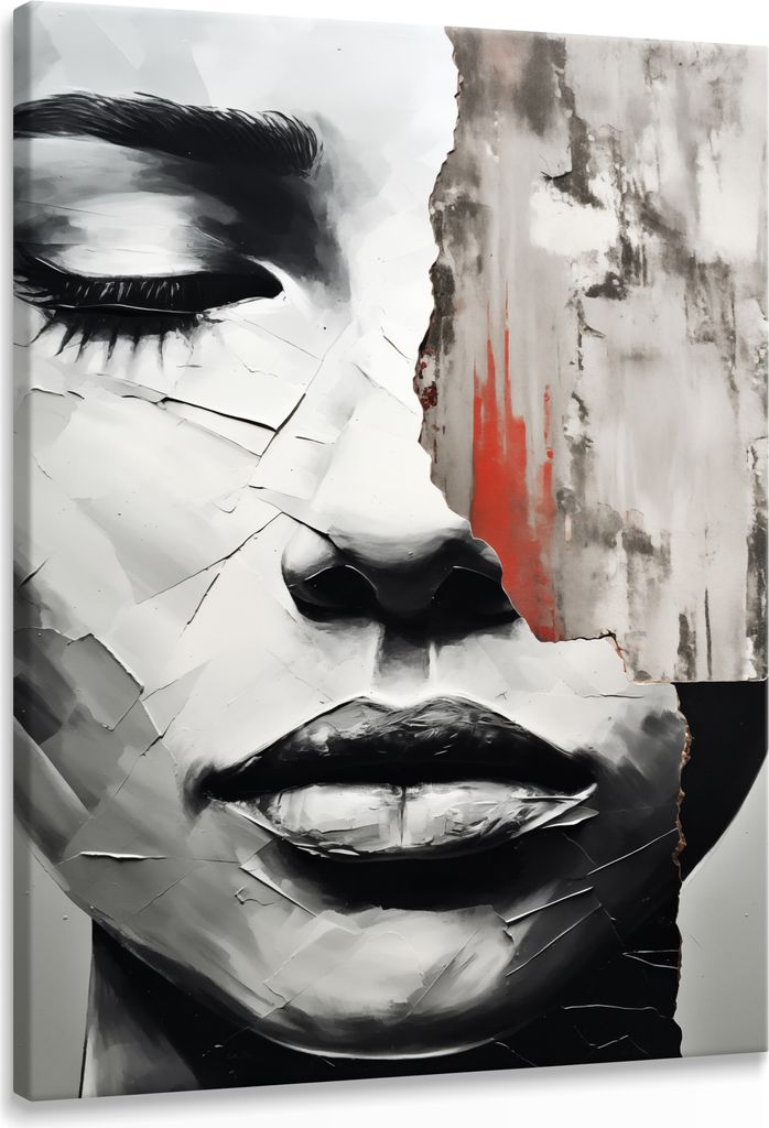 Muralo Leinwandbild Canvas Wandbild Frau GESICHT Porträt Abstraktion Malarei Wanddeko 60 cm x 90 cm