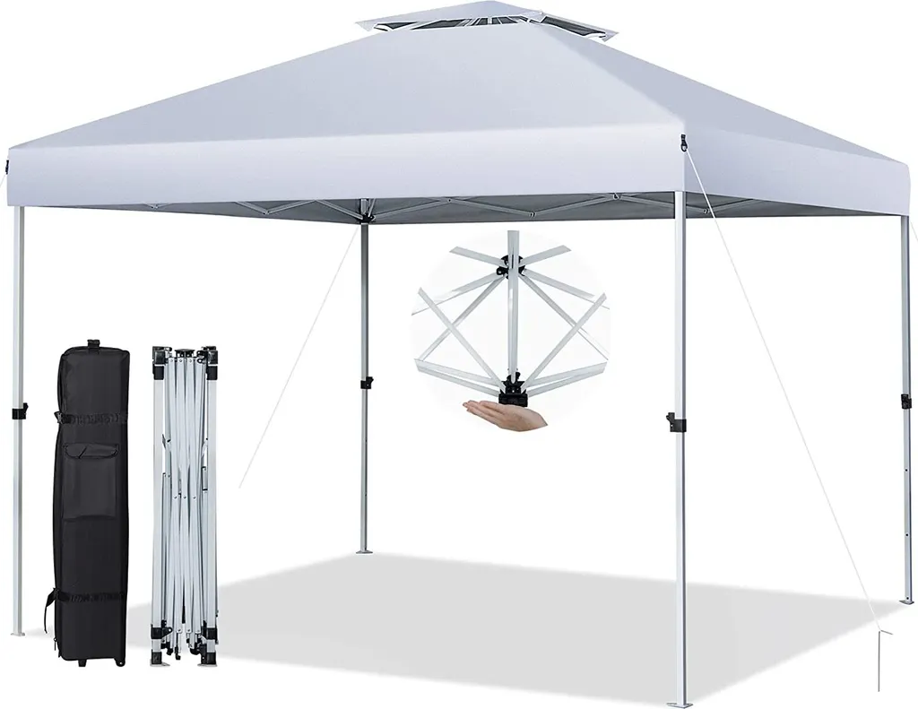 Gazebo da Giardino COSTWAY 3x3 Bianco: Tenda Pop-Up Anti-UV per Feste