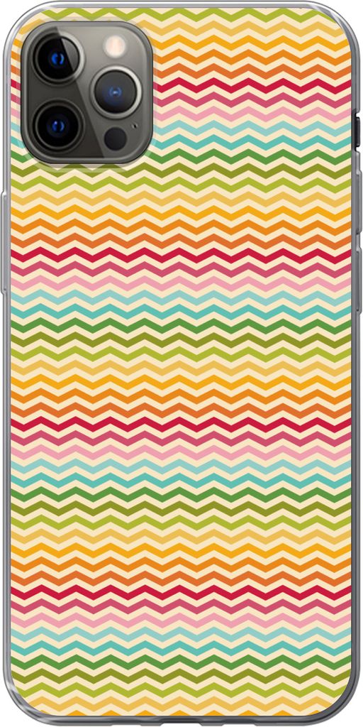MuchoWow Handyhülle Schutzhülle Hülle für Telefoonhoesje iPhone 13 Pro Max Muster - Regenbogen - Retro Silikon Softcase Handy Hülle - Mobilt...