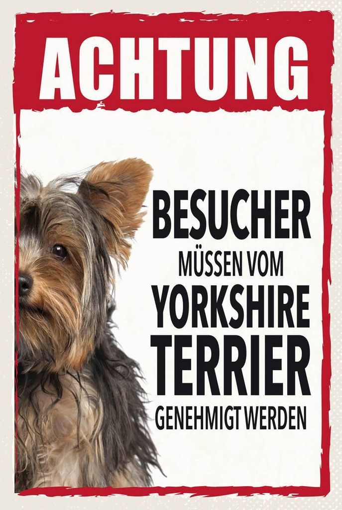 vianmo Holzschild 18x12 cm Tiere Achtung Yorkshire Terrier Produktbild 