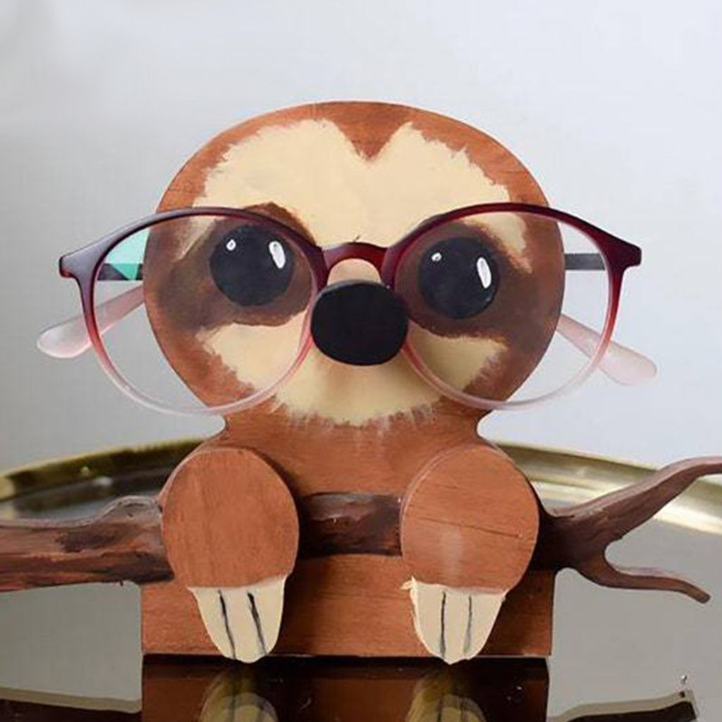 (Faultier) Niedlicher kreativer Tier-Brillenhalter, 1 Stück  Holz-Brillenrahmen in Tierform für Zuhause, Büro, Desktop-Dekor