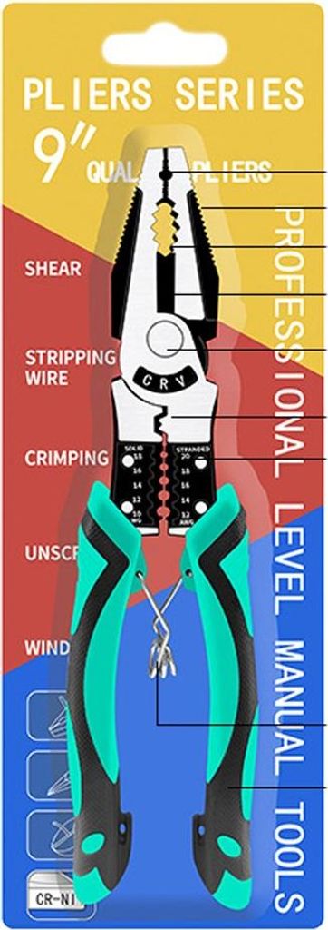 INF 9-in-1 CRV Stahl Multifunktionszange - Drahtschneider & Abisolierer