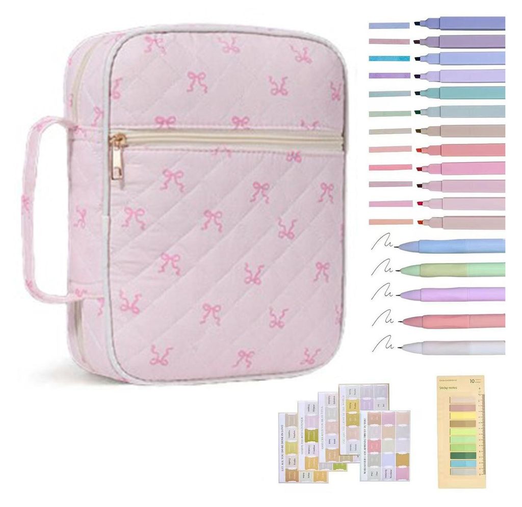 Gesteppte Bibelhülle für Damen, florales Design, Tragegriff, inklusive Register und Textmarker, ideal für Bibelstudium und unterwegs, christlich...