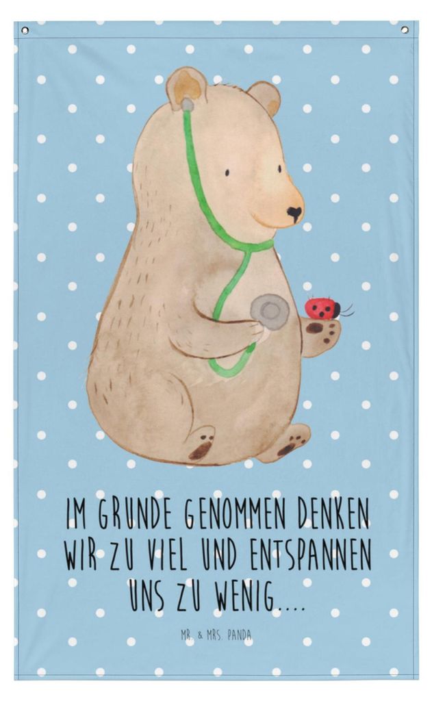 Mr. & Mrs. Panda Wandbild Bär Arzt - Blau Pastell - Produktbild 