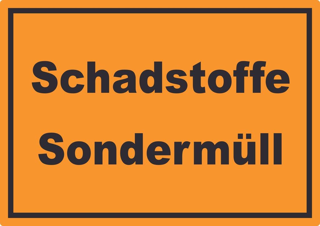 Schadstoffe Sondermüll Mülltrennung Aufkleber mit Text A6 (105x148mm)
