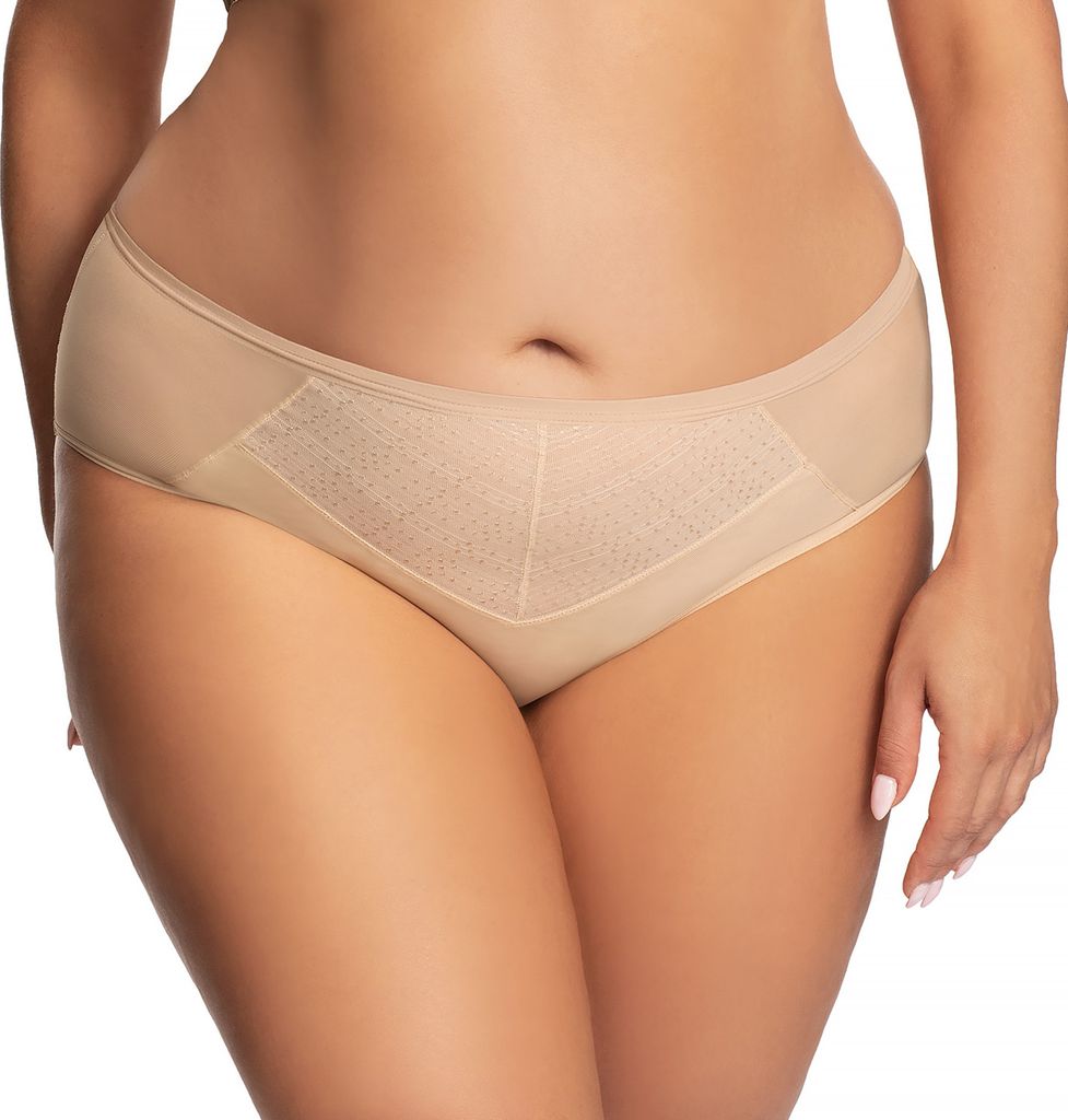 Gorsenia Dame Slip Brazilian Netz Ausgeschnitten Tupfen Unterhose K682 Christina, Beige, XL