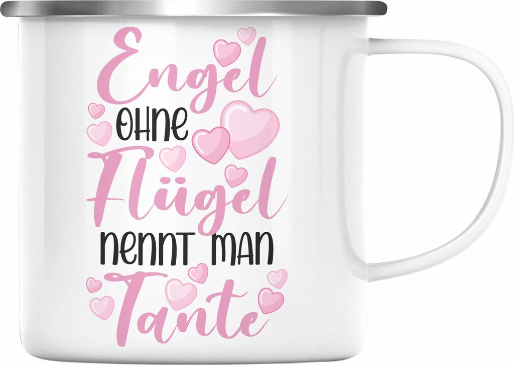 Trendation - Beste Tante der Welt Geschenk Emaille Tasse Spruch für Tante Weihnachten Lieblings Verrückte Tante Coole Geschenkidee Engel Ohne Fl...
