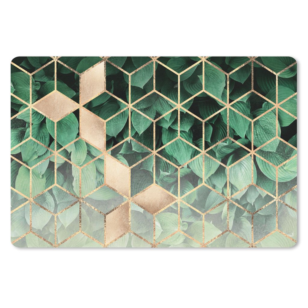 MuchoWow Mauspad Mousepad Blätter - Gold - Würfel - Luxus 27x18 cm - Mousepads - Maus Mat - Pad - Mausunterlage - Büroartikel - Desk Matten