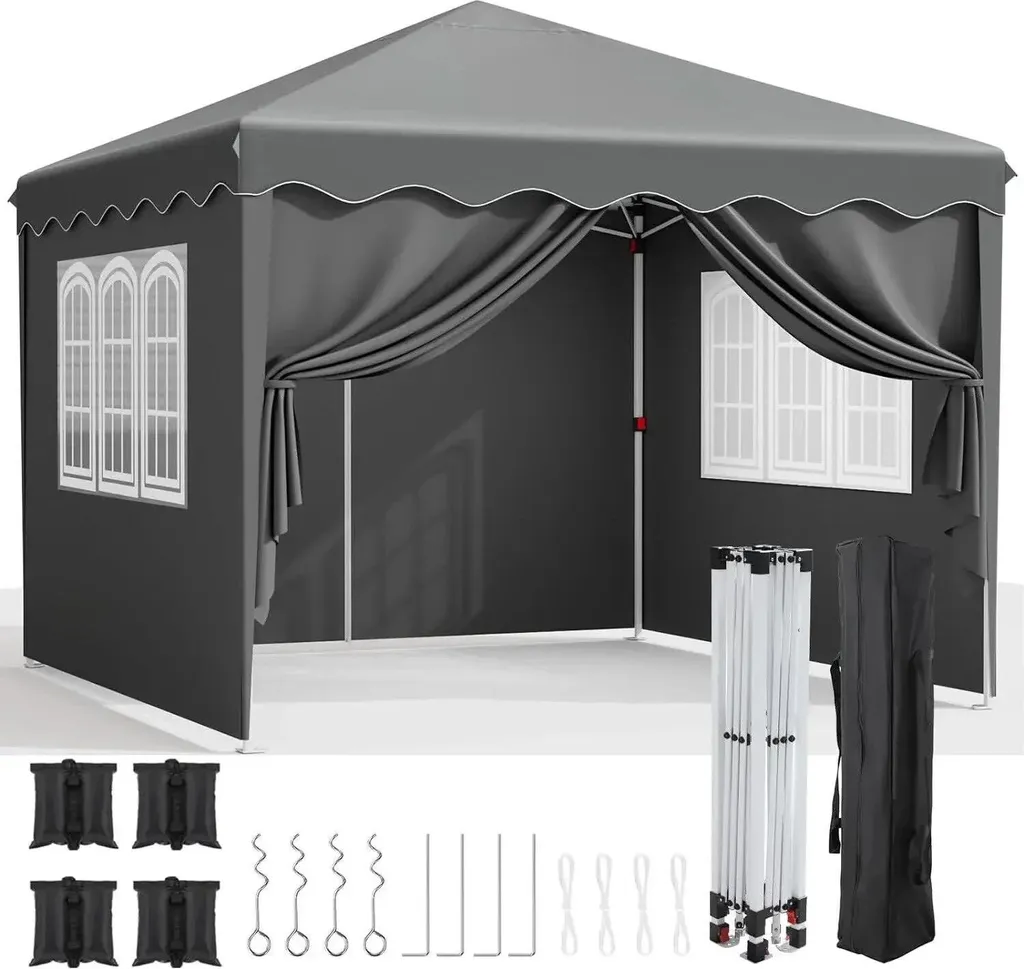 Tonnelle pliante 3x3m en acier réglable avec toile Oxford et sac nomade