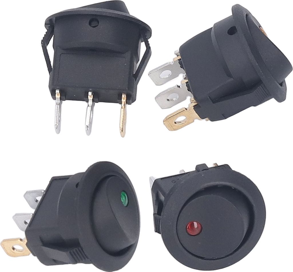 4 kusy 12V kulatý vypínač, 3pólový, 2polohový, LED vypínač, Obrázek produktu 