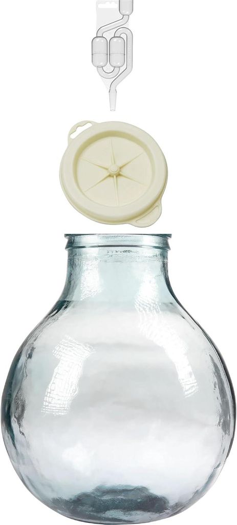 10L Glasballon Set mit Gummikappe und Gärröhrchen – Produktbild 